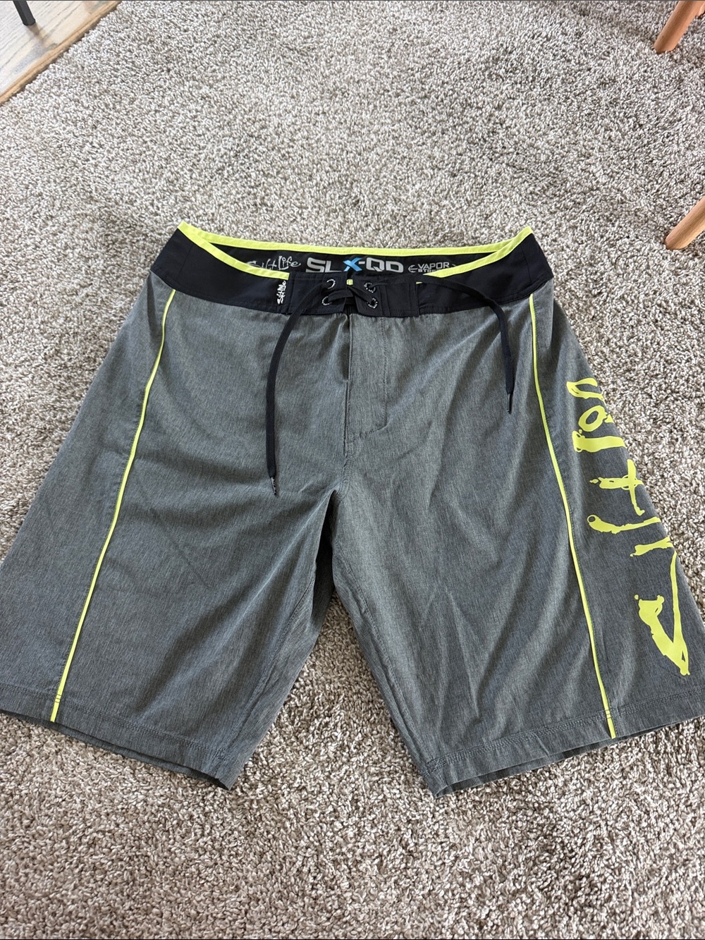 Salt Life Men's Gray Board Shorts with Yellow Accents